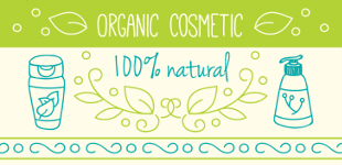 Organic Cosmetic als verzierter Schriftzug.
